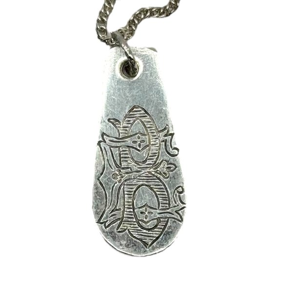 Vintage Silver Spoon Monogrammed Letter B Artisan Pendant with 925 Rope Necklace - Picture 5 of 14